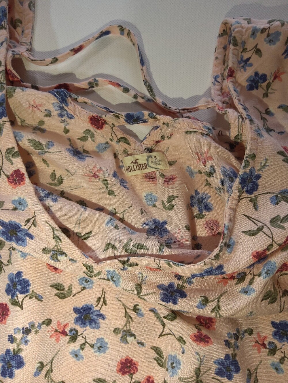 Hollister Crop Top Womens Small Pink Blue Ditsy Floral Boho Chic Cottagecore - Picture 6 of 7